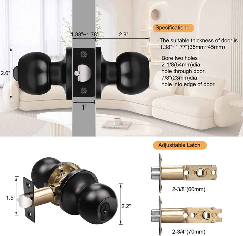 3-in. x 0.03-in. Stainless Steel Door Door Lock In Black