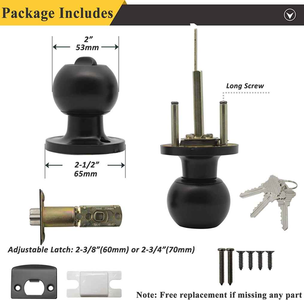 2.6-in. x 0.01-in. Stainless Steel Door Door Lock In Black
