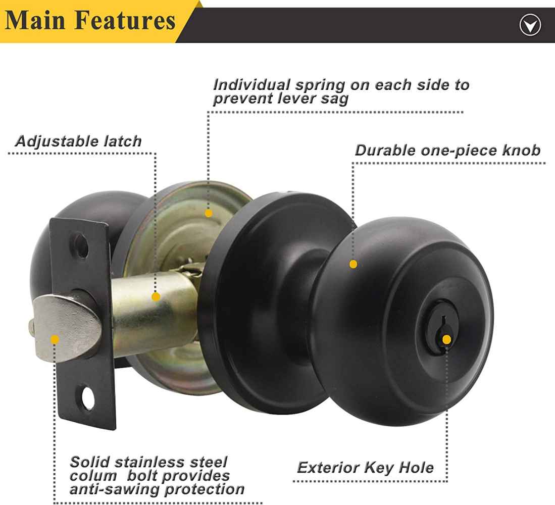 2.5-in. x 0.04-in. Stainless Steel Door Door Lock In Black
