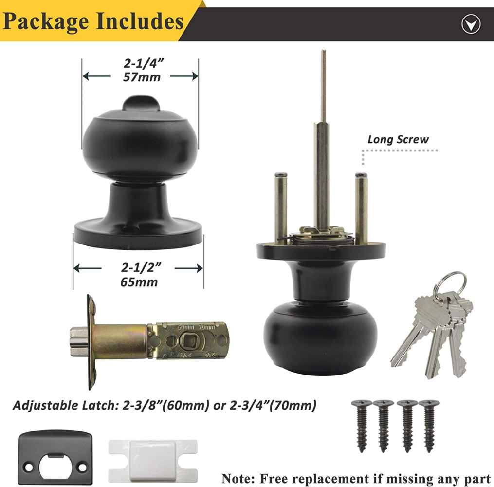 2.5-in. x 0.04-in. Stainless Steel Door Door Lock In Black