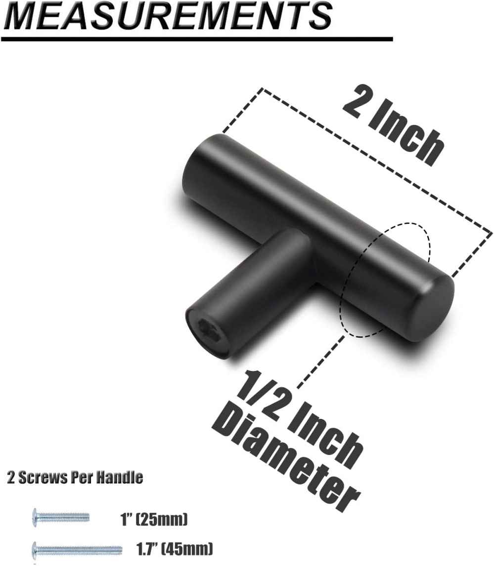 2-in. x 0.03-in. Stainless Steel Cabinet Cabinet Knob In Black