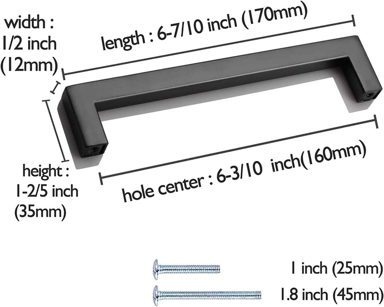 6.7-in. x 1.5-in. Stainless Steel Cabinet Cabinet Handle In Black