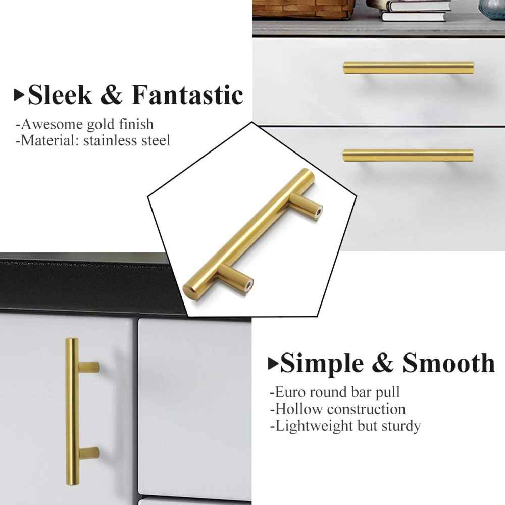 5-in. x 0.01-in. Stainless Steel Cabinet Cabinet Handle In Gold