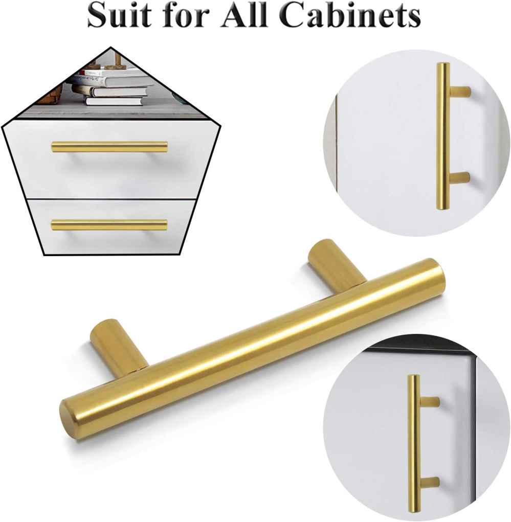 5-in. x 0.01-in. Stainless Steel Cabinet Cabinet Handle In Gold