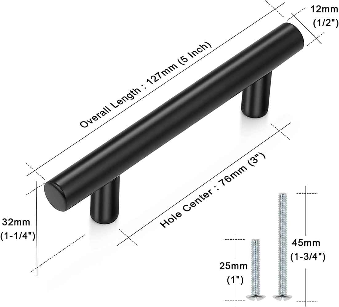 5-in. x 0.01-in. Stainless Steel Cabinet Cabinet Handle In Black