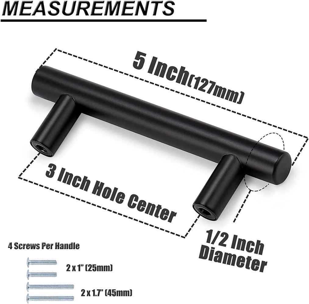 5-in. x 0.01-in. Stainless Steel Cabinet Cabinet Handle In Black