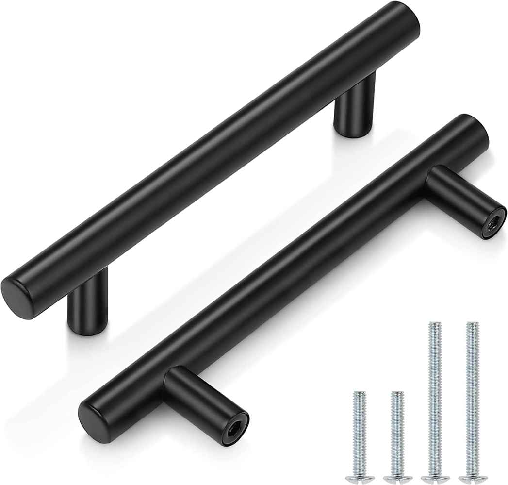 6-in. x 0.04-in. Stainless Steel Cabinet Cabinet Handle In Black