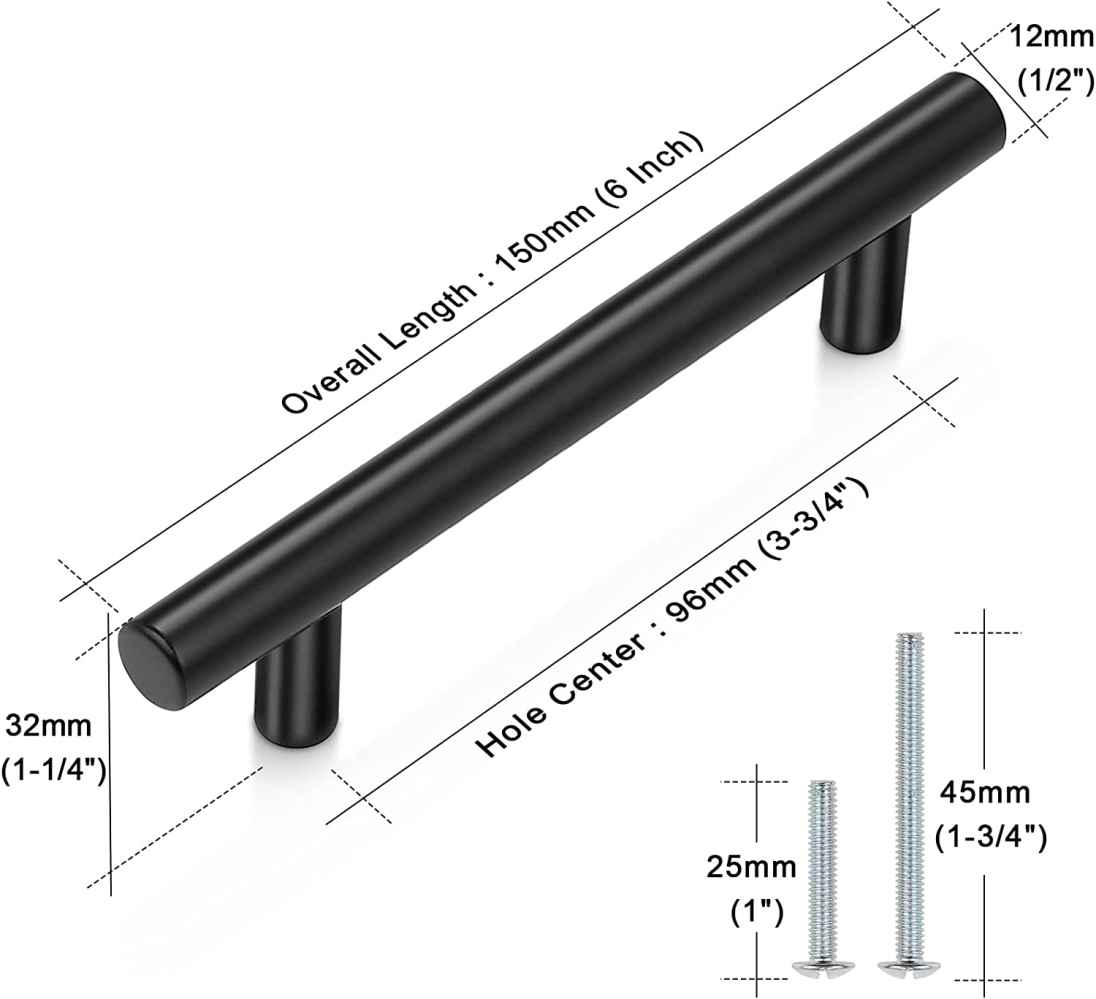 6-in. x 0.04-in. Stainless Steel Cabinet Cabinet Handle In Black