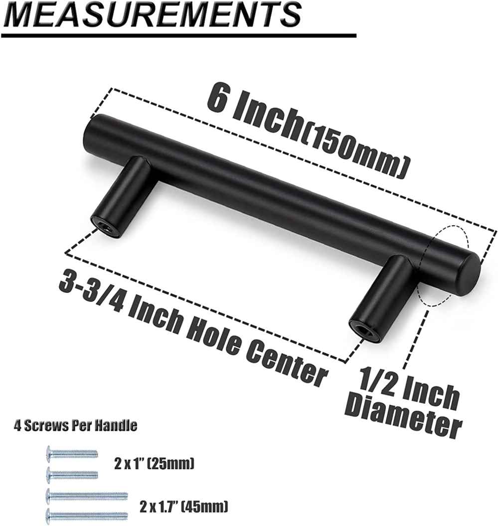 6-in. x 0.04-in. Stainless Steel Cabinet Cabinet Handle In Black