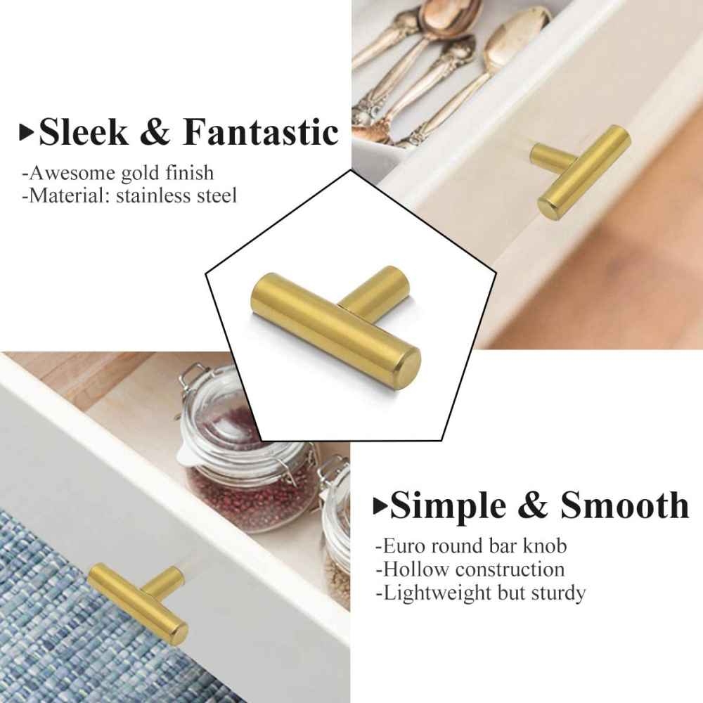 2-in. x 0.03-in. Stainless Steel Cabinet Cabinet Knob In Brass
