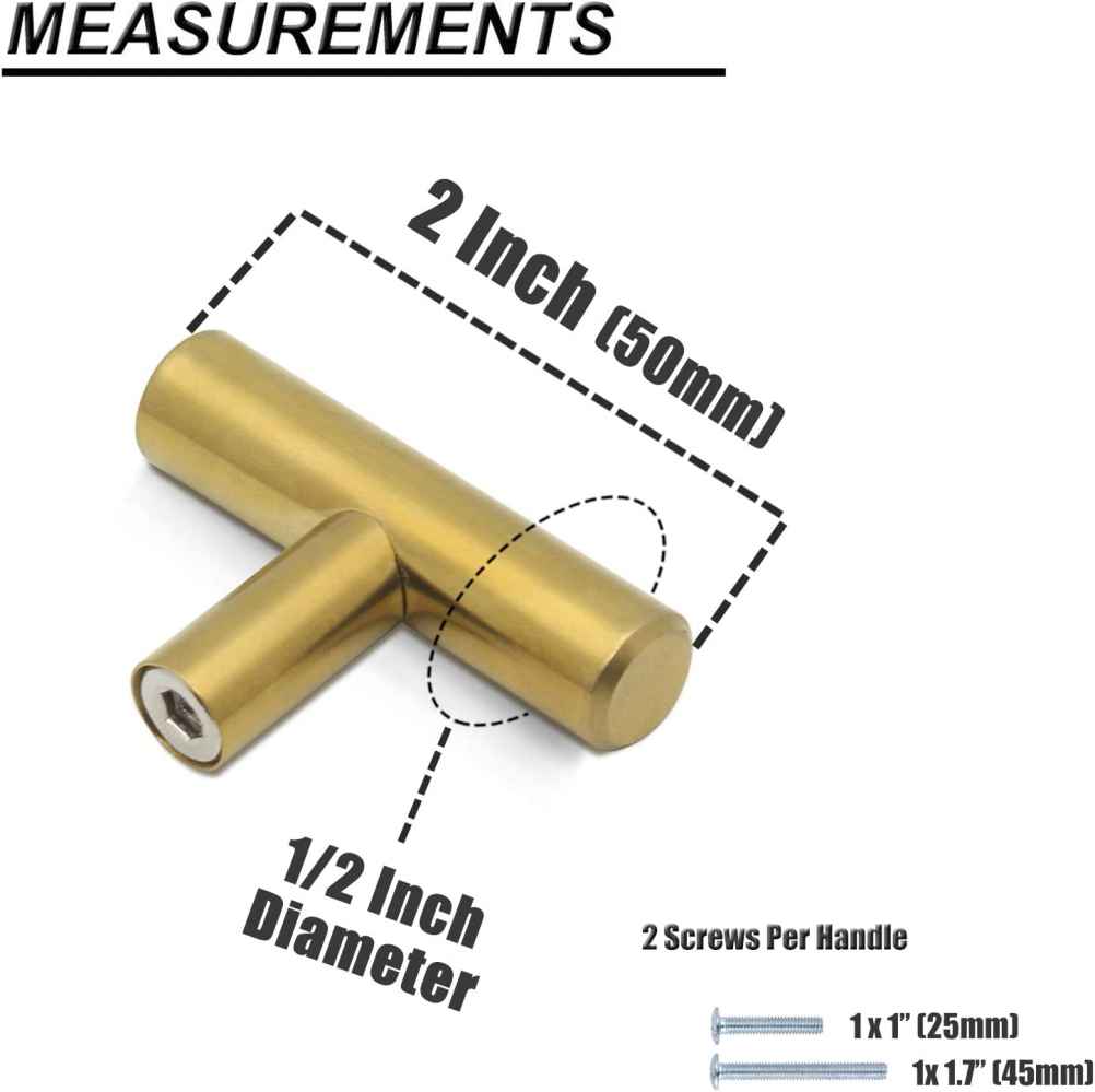 2-in. x 0.03-in. Stainless Steel Cabinet Cabinet Knob In Brass
