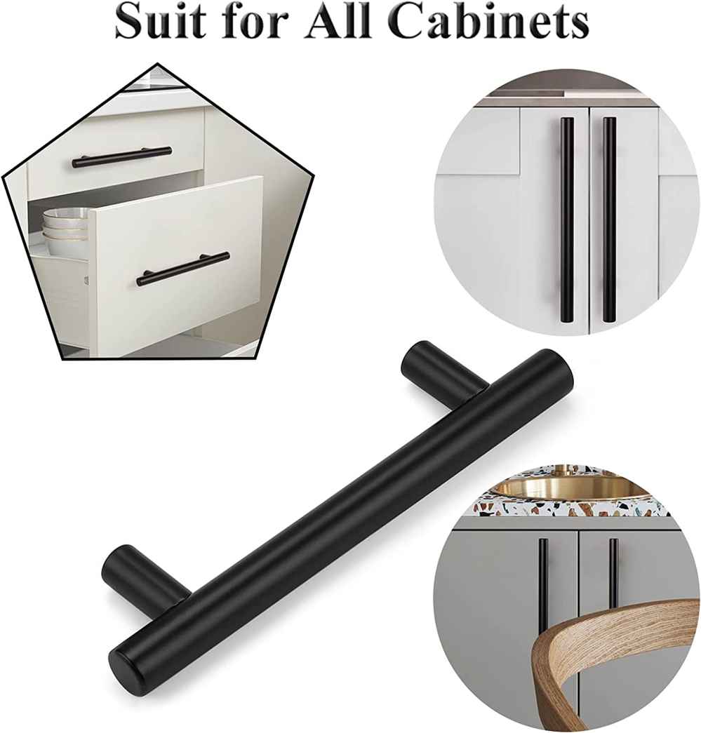 6.04-in. x 1.5-in. Stainless Steel Cabinet Cabinet Handle In Black