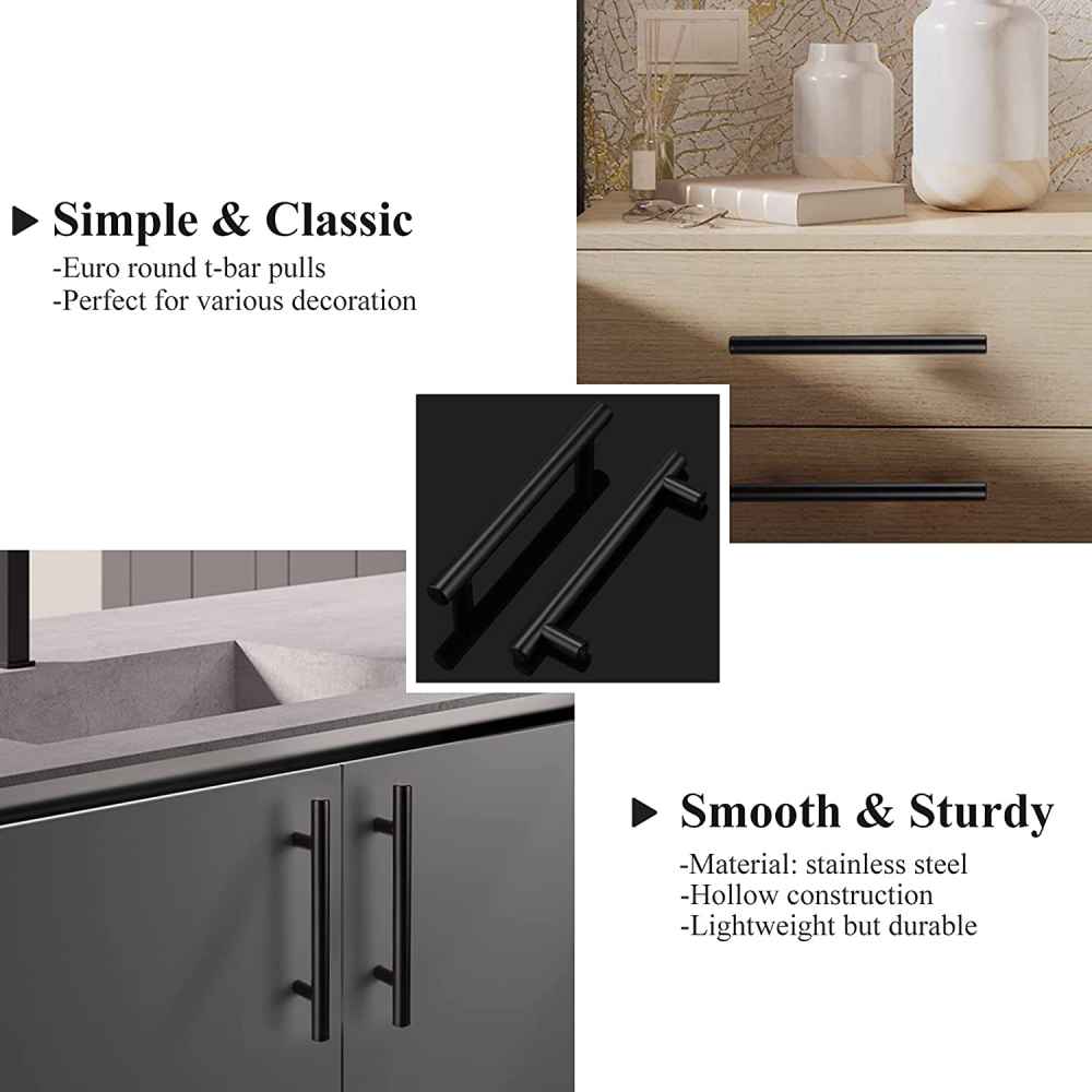 6.04-in. x 1.5-in. Stainless Steel Cabinet Cabinet Handle In Black