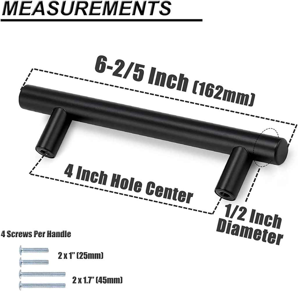6.04-in. x 1.5-in. Stainless Steel Cabinet Cabinet Handle In Black