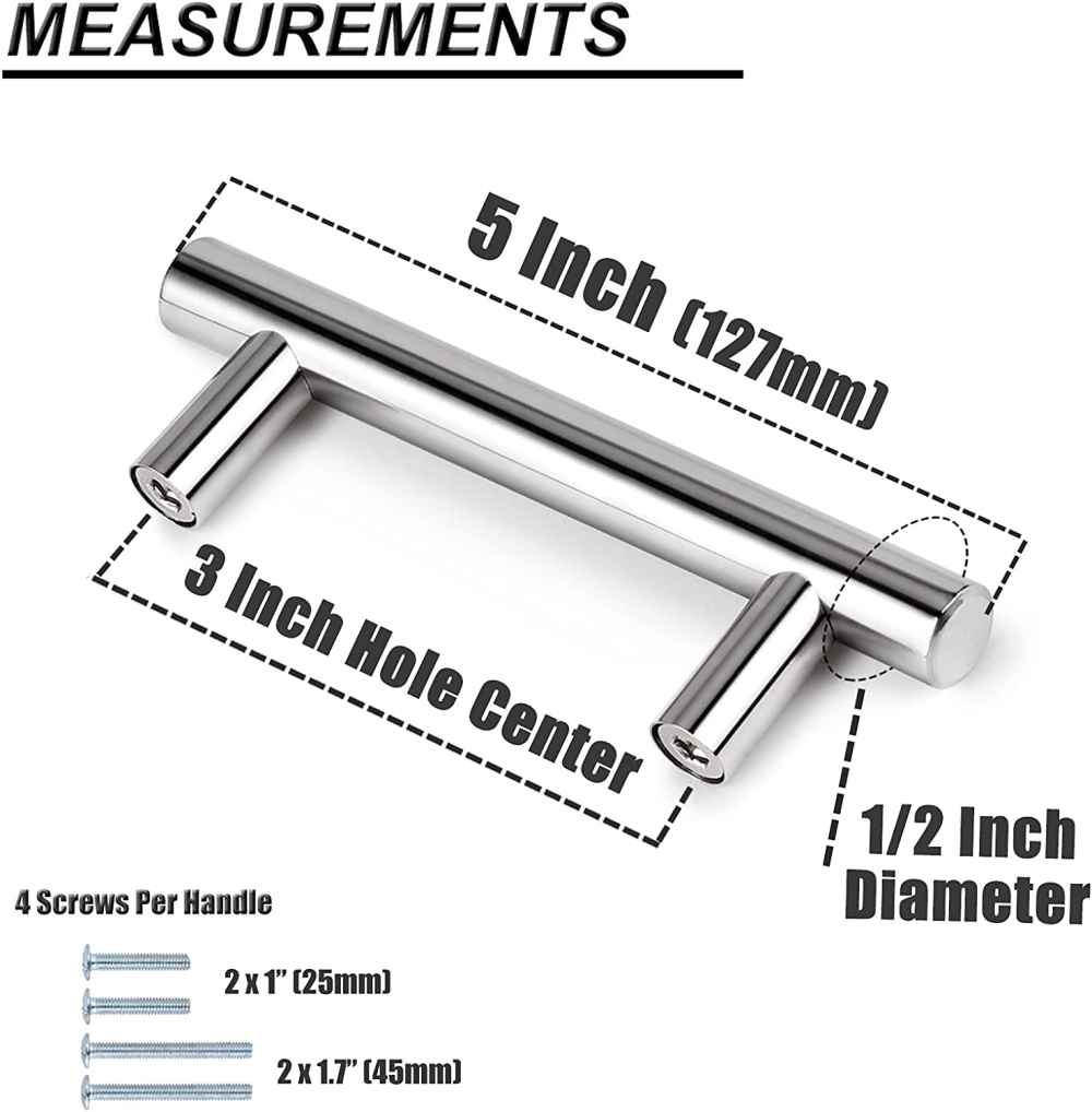 5-in. x 0.04-in. Stainless Steel Cabinet Cabinet Handle In Chrome