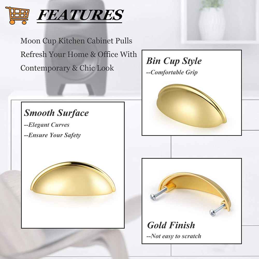3.07-in. x 0.03-in. Stainless Steel Cabinet Cabinet Handle In Gold