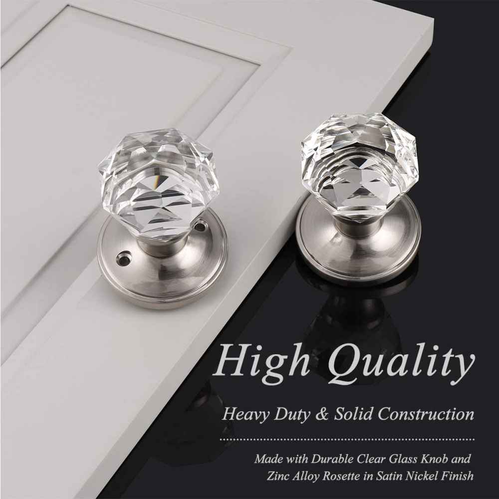 2-in. x 0.03-in. Glass-Zinc Alloy Door Door Lock In Brushed Nickel