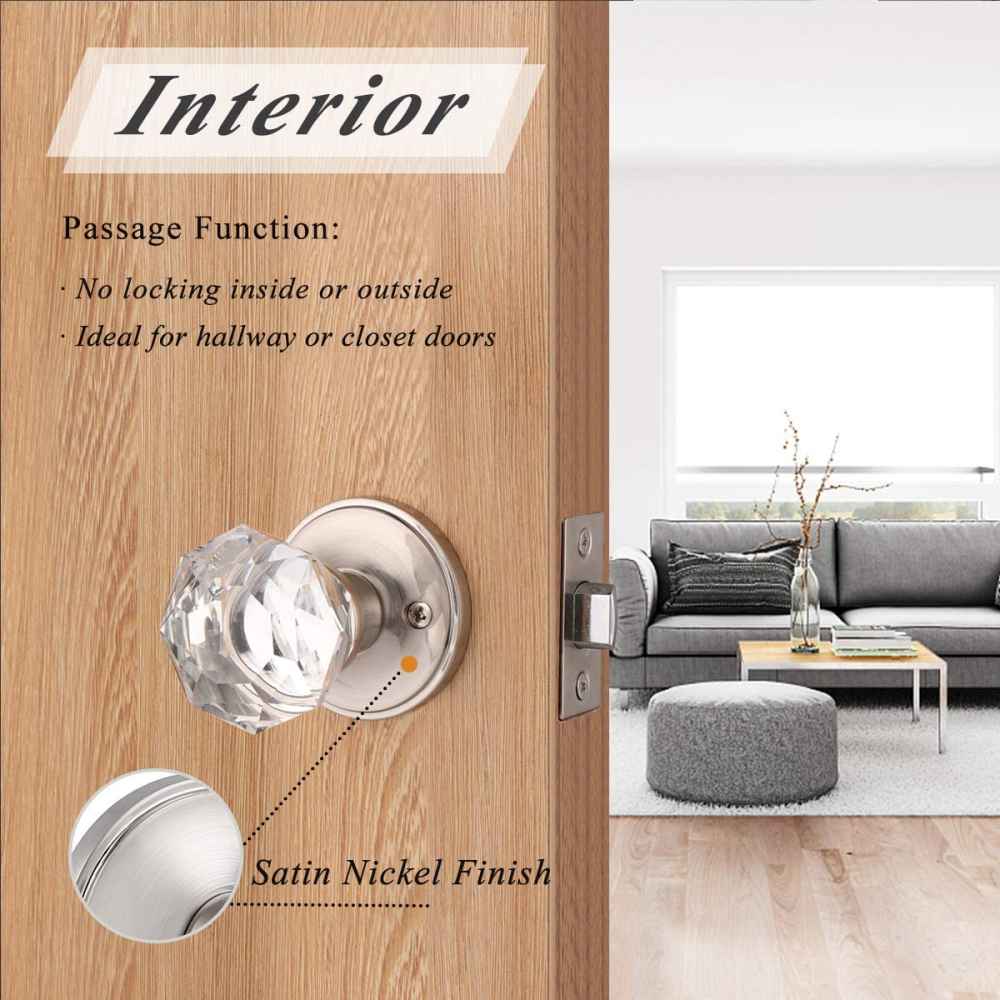 2-in. x 0.03-in. Glass-Zinc Alloy Door Door Lock In Brushed Nickel
