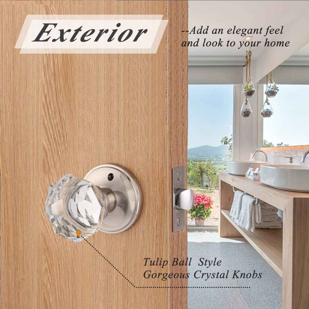 2-in. x 0.03-in. Glass-Zinc Alloy Door Door Lock In Brushed Nickel