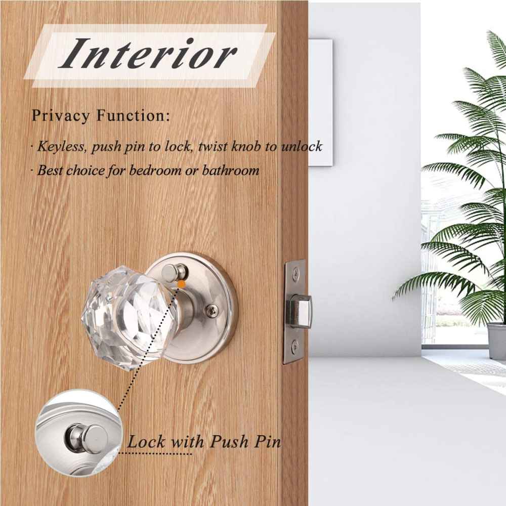 2-in. x 0.03-in. Glass-Zinc Alloy Door Door Lock In Brushed Nickel