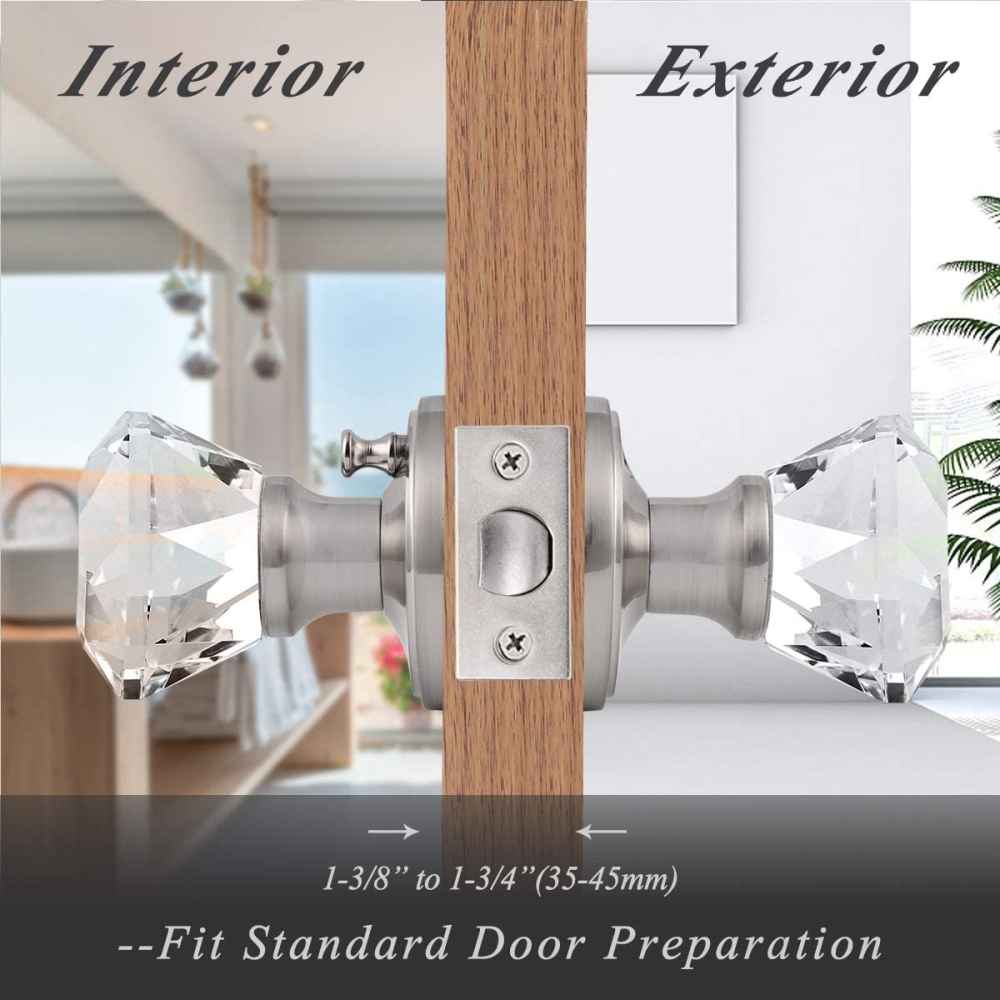 2-in. x 0.03-in. Glass-Zinc Alloy Door Door Lock In Brushed Nickel