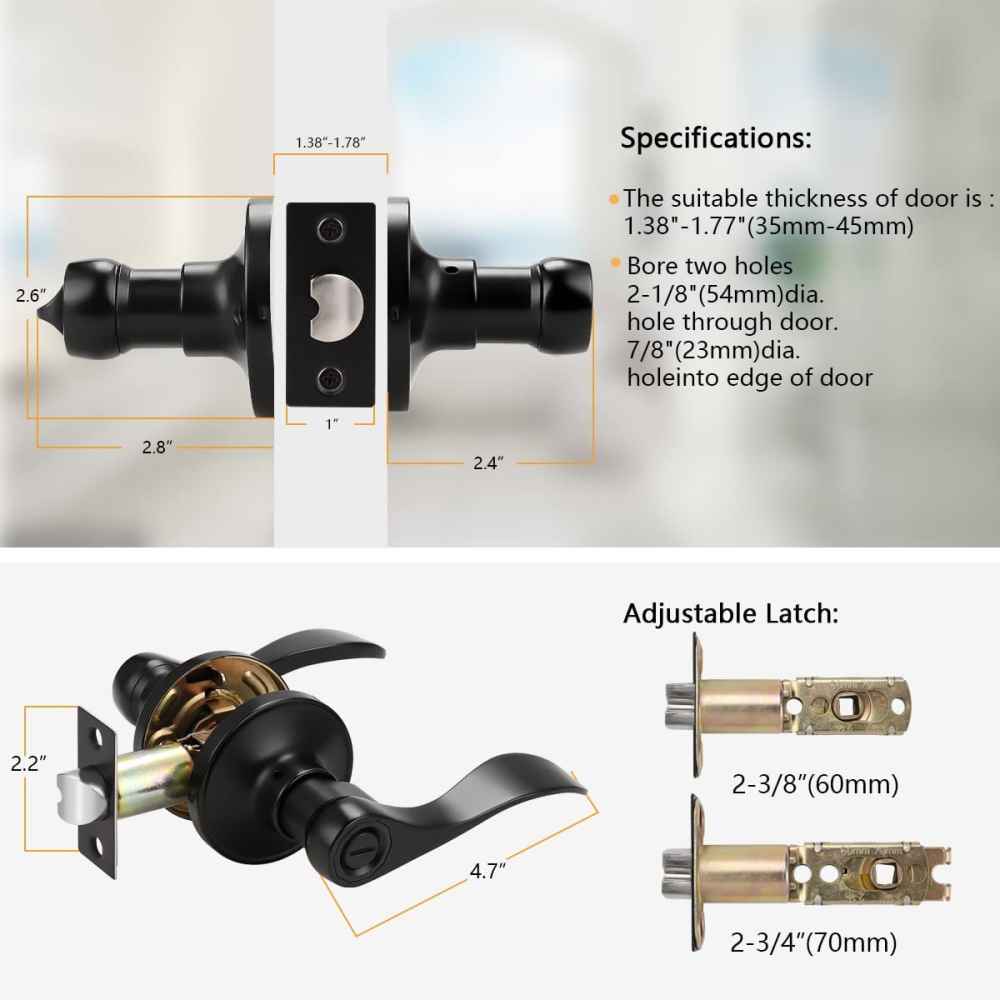 4-in. x 0.03-in. Zinc Alloy Door Door Lock In Black