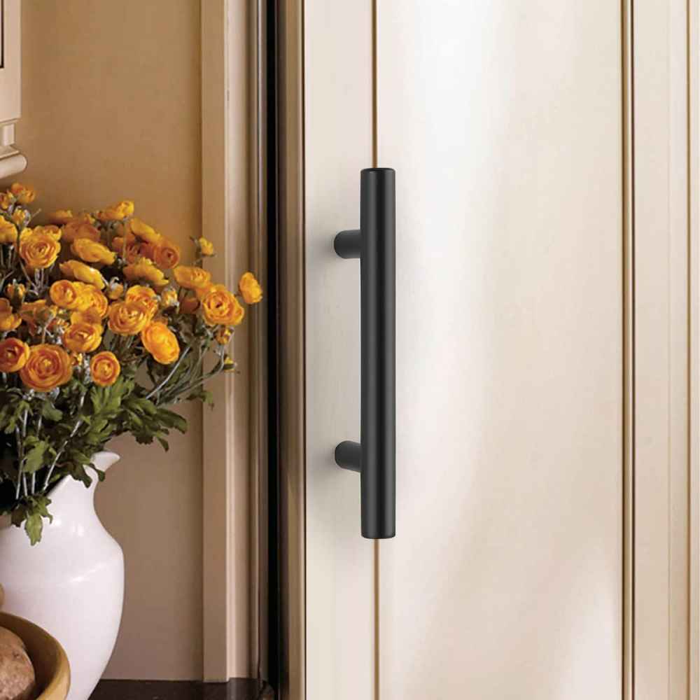 4-in. x 1.25-in. Stainless Steel Cabinet Cabinet Handle In Black