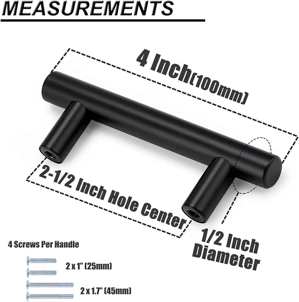 4-in. x 1.25-in. Stainless Steel Cabinet Cabinet Handle In Black