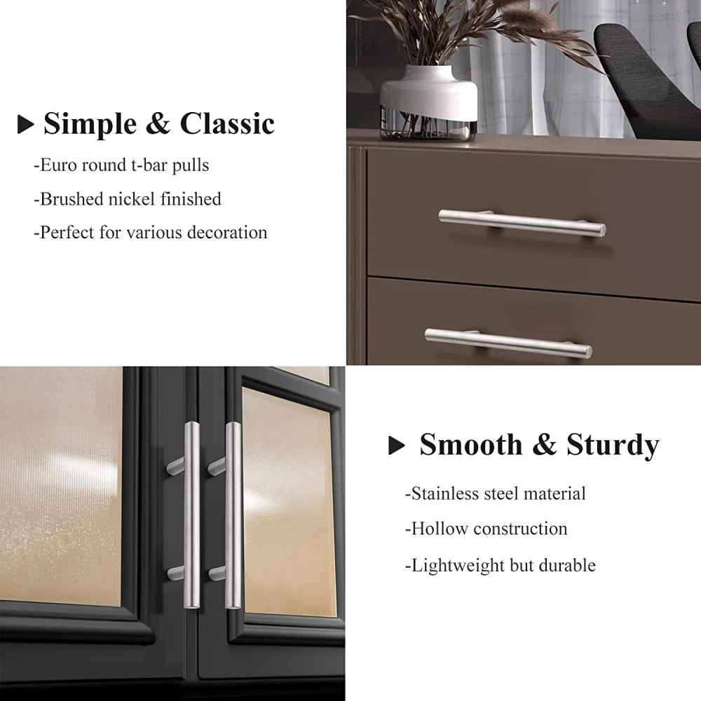 4-in. x 1.25-in. Stainless Steel Cabinet Cabinet Handle In Brushed Nickel