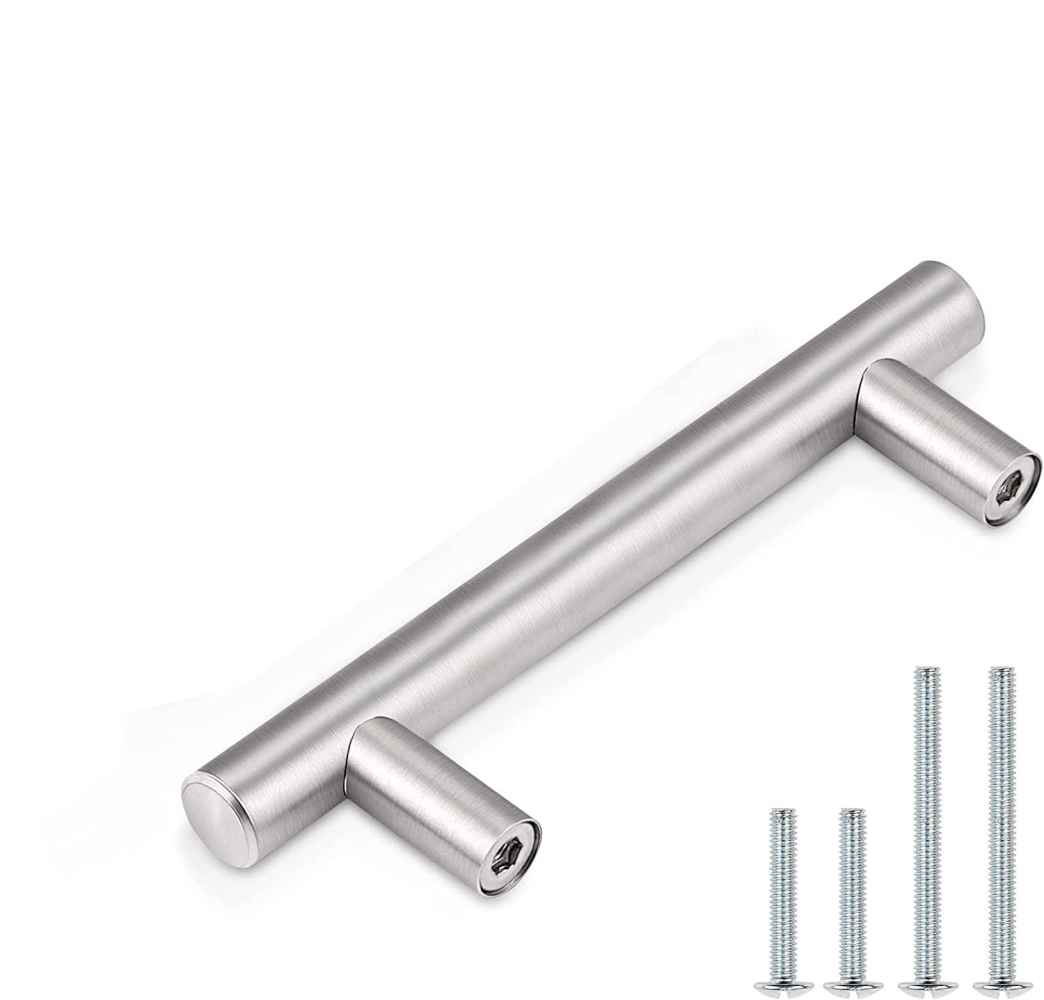 4-in. x 1.25-in. Stainless Steel Cabinet Cabinet Handle In Brushed Nickel