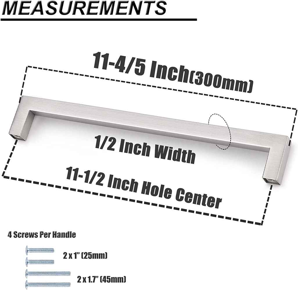 11.08-in. x 1.25-in. Stainless Steel Cabinet Cabinet Handle In Brushed Nickel