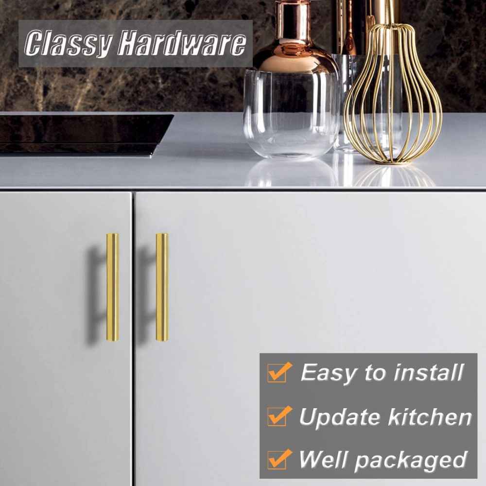 4-in. x 1.25-in. Stainless Steel Cabinet Cabinet Handle In Brushed Gold