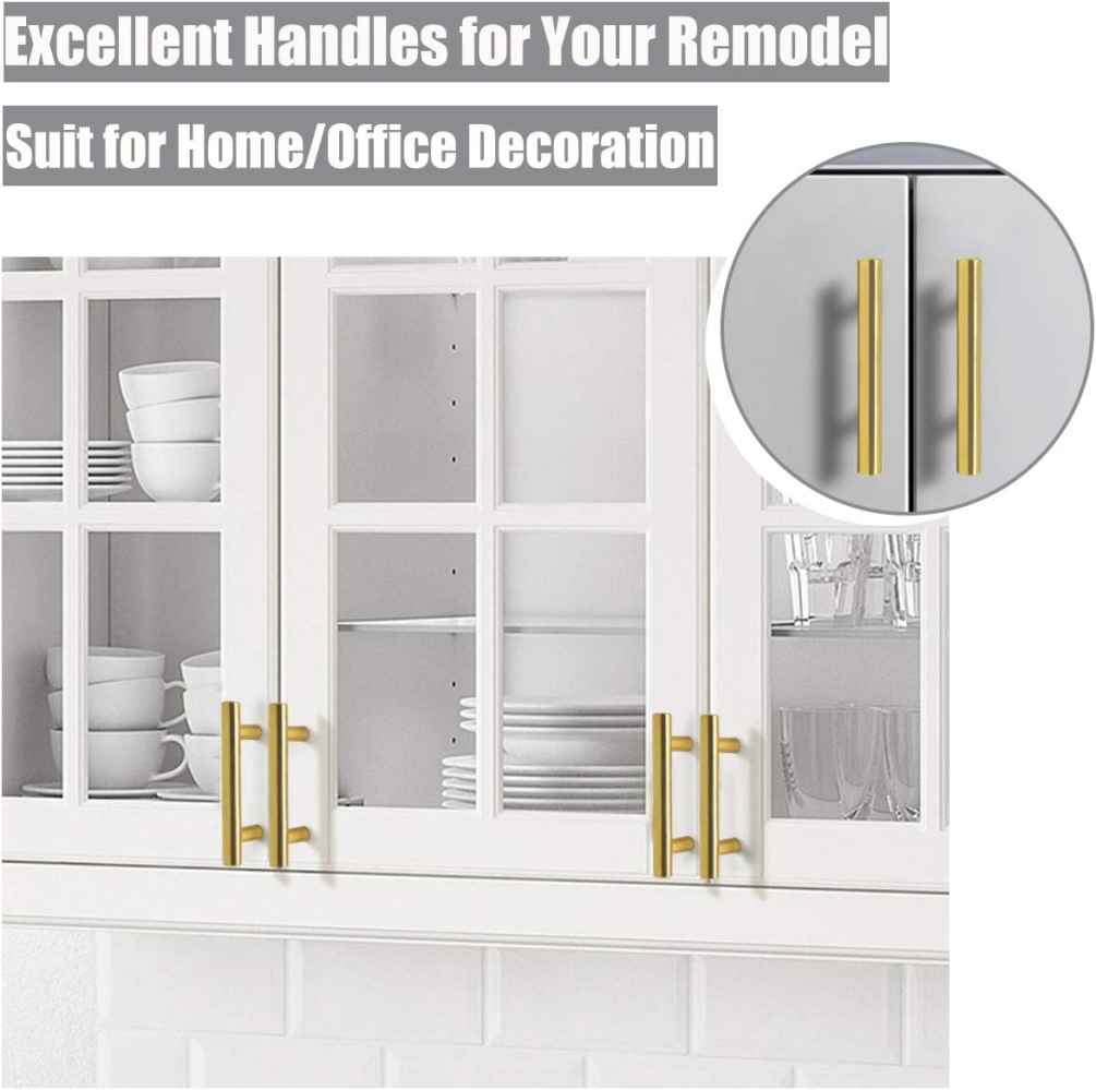 4-in. x 1.25-in. Stainless Steel Cabinet Cabinet Handle In Brushed Gold