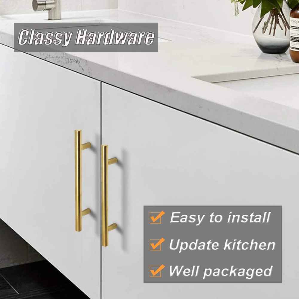 7.56-in. x 1.25-in. Stainless Steel Cabinet Cabinet Handle In Brushed Gold