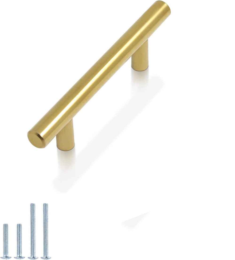 7.56-in. x 1.25-in. Stainless Steel Cabinet Cabinet Handle In Brushed Gold