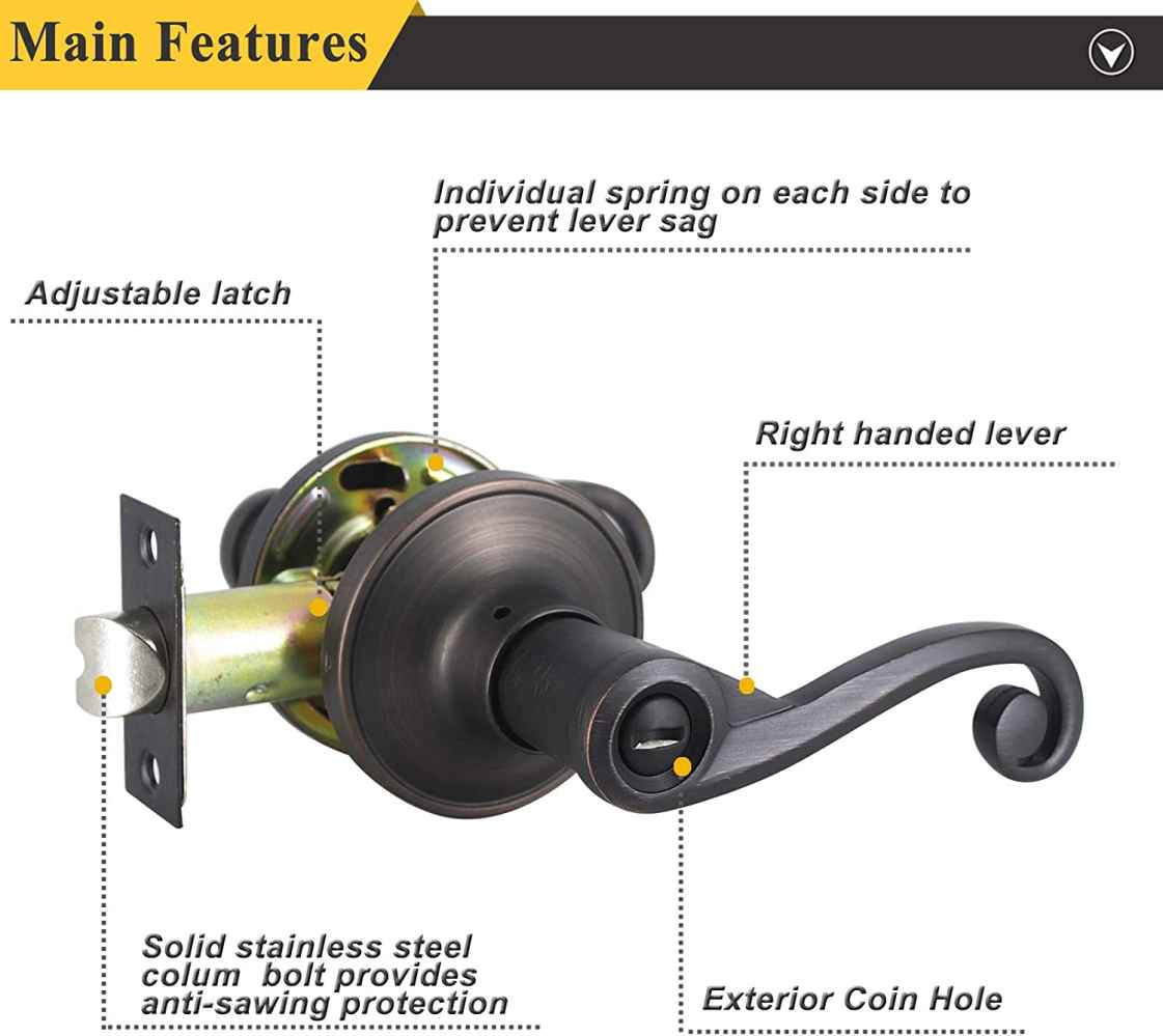 2.5-in. x 0.03-in. Zinc Alloy Door Door Lock In Oil Rubbed Bronze