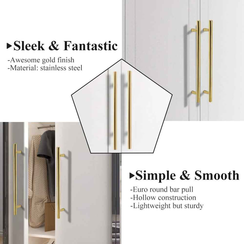 11.03-in. x 1.25-in. Stainless Steel Cabinet Cabinet Handle In Brushed Gold