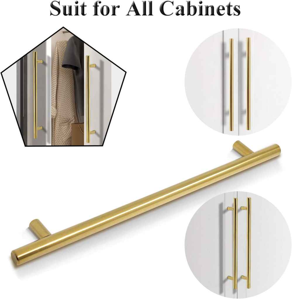 11.03-in. x 1.25-in. Stainless Steel Cabinet Cabinet Handle In Brushed Gold