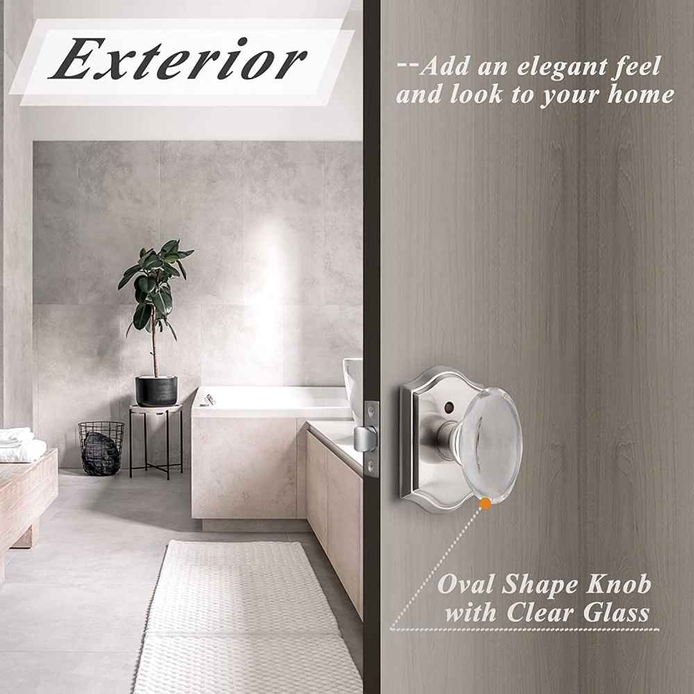 2.64-in. x 0.03-in. Crystal-Zinc Alloy Door Door Lock In Satin Nickel