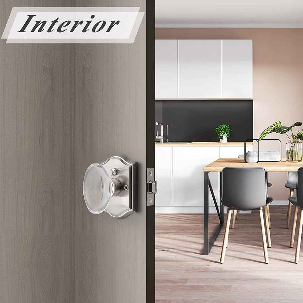2.64-in. x 0.03-in. Crystal-Zinc Alloy Door Door Lock In Satin Nickel