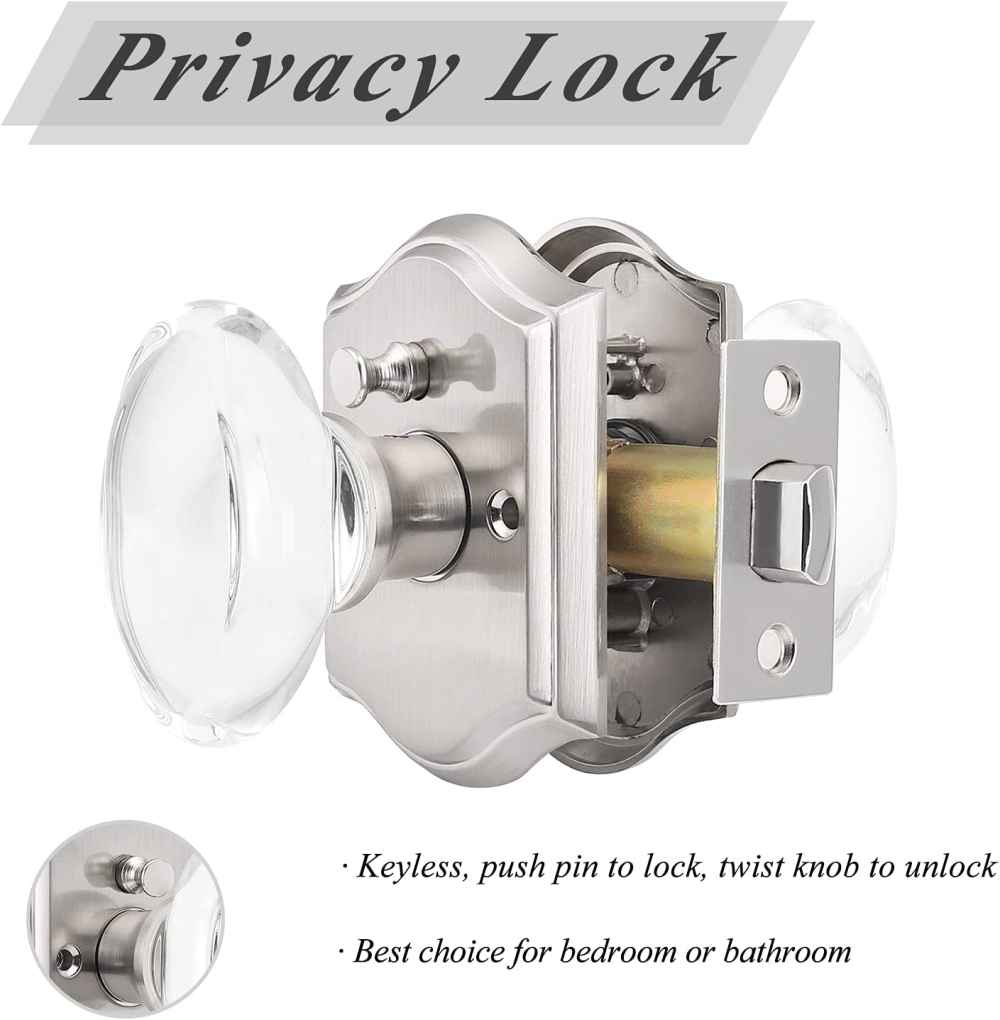 2.64-in. x 0.03-in. Crystal-Zinc Alloy Door Door Lock In Satin Nickel