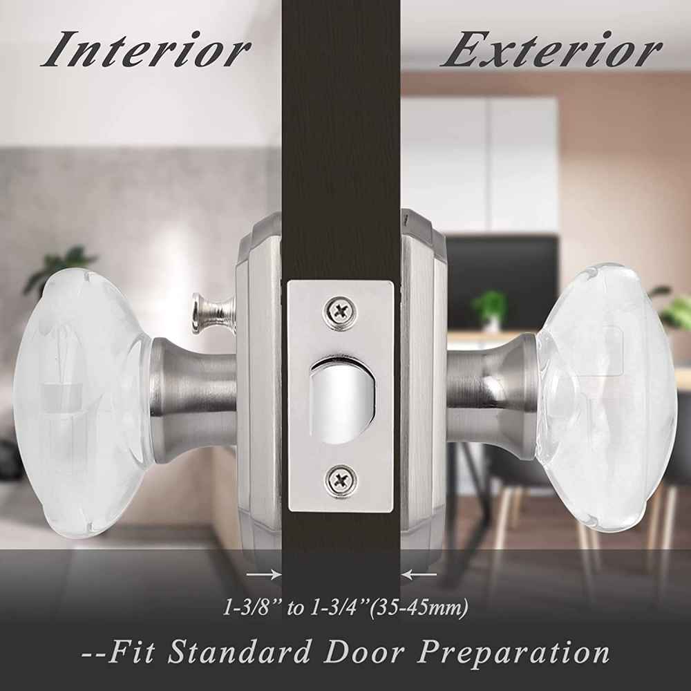 2.64-in. x 0.03-in. Crystal-Zinc Alloy Door Door Lock In Satin Nickel