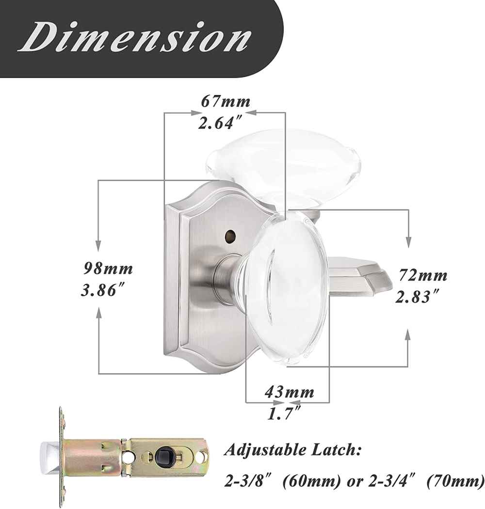 2.64-in. x 0.03-in. Crystal-Zinc Alloy Door Door Lock In Satin Nickel