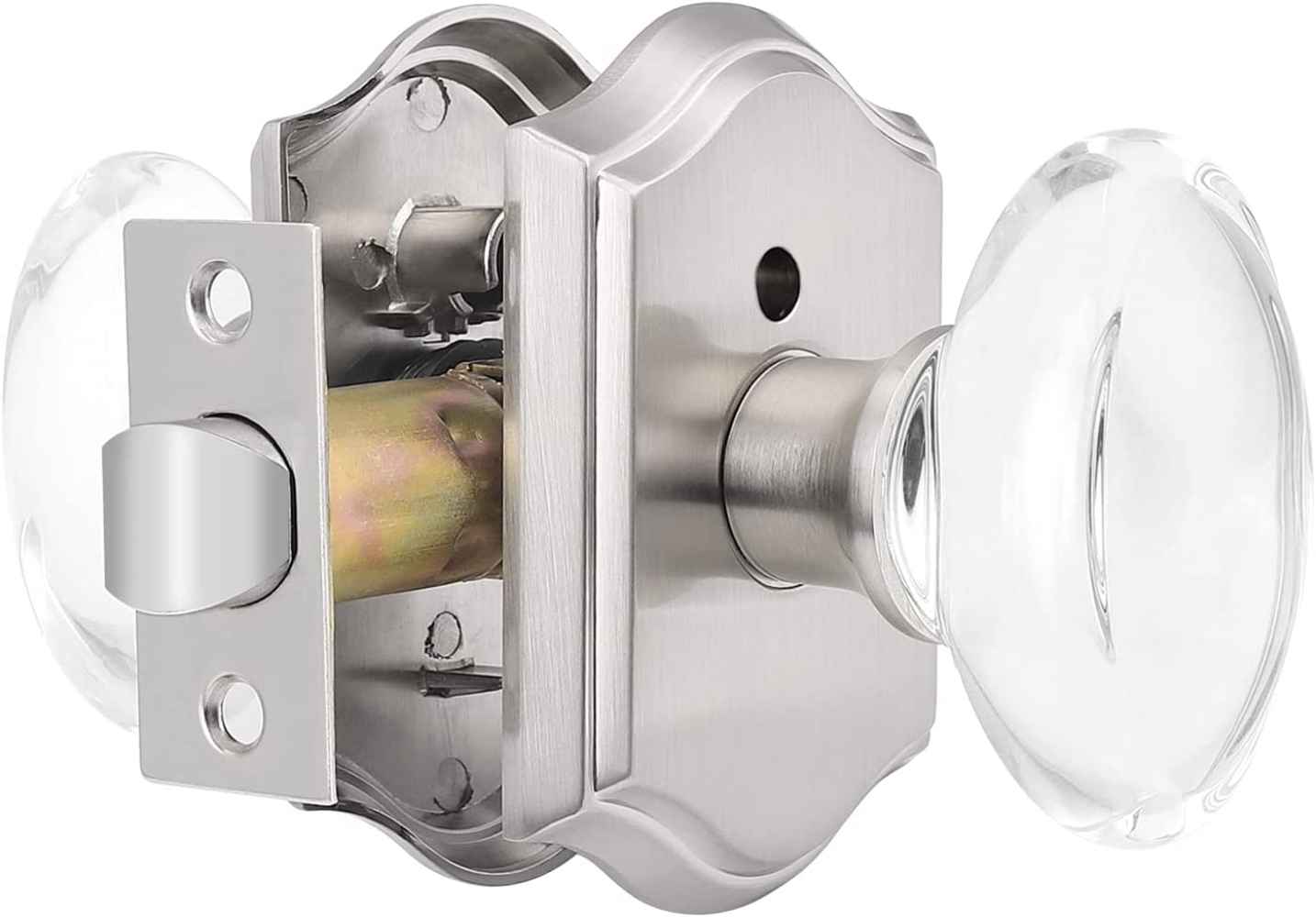 2.64-in. x 0.03-in. Crystal-Zinc Alloy Door Door Lock In Satin Nickel