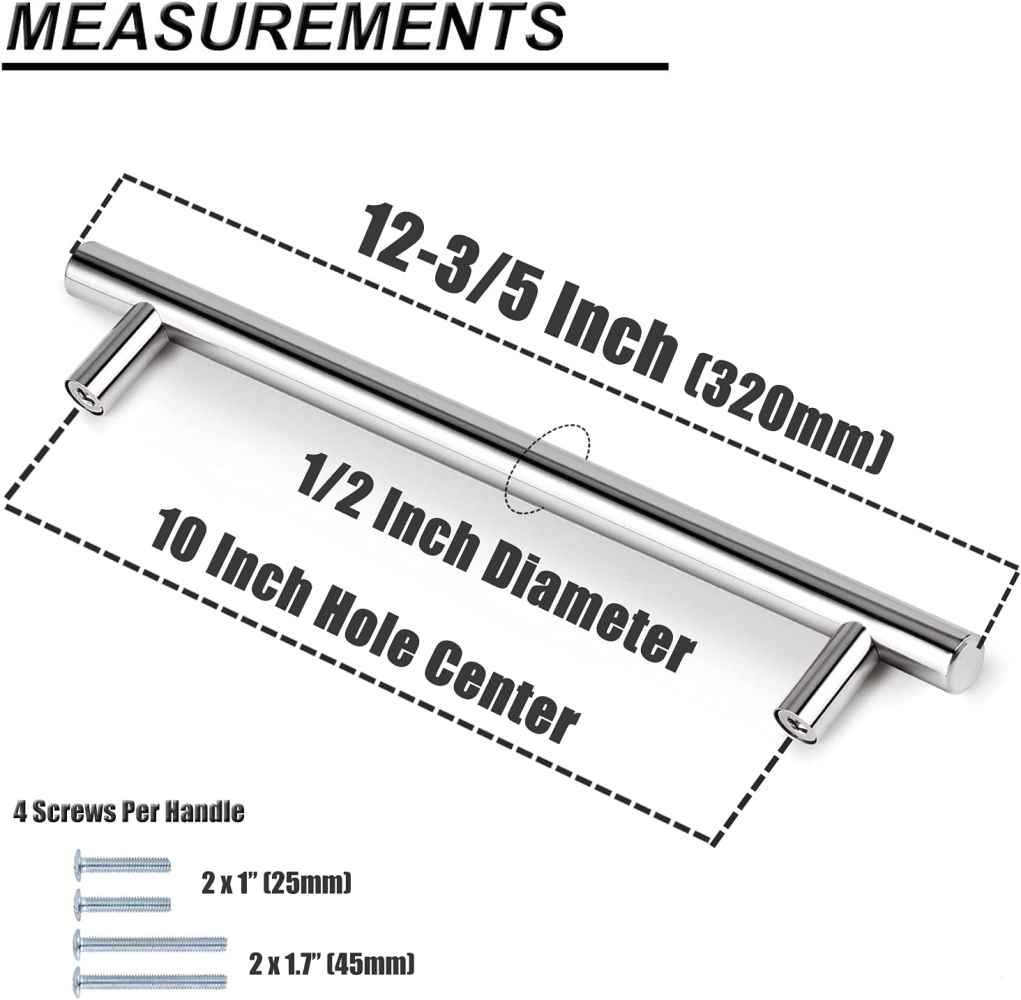 12.06-in. x 1.25-in. Stainless Steel Cabinet Cabinet Handle In Chrome