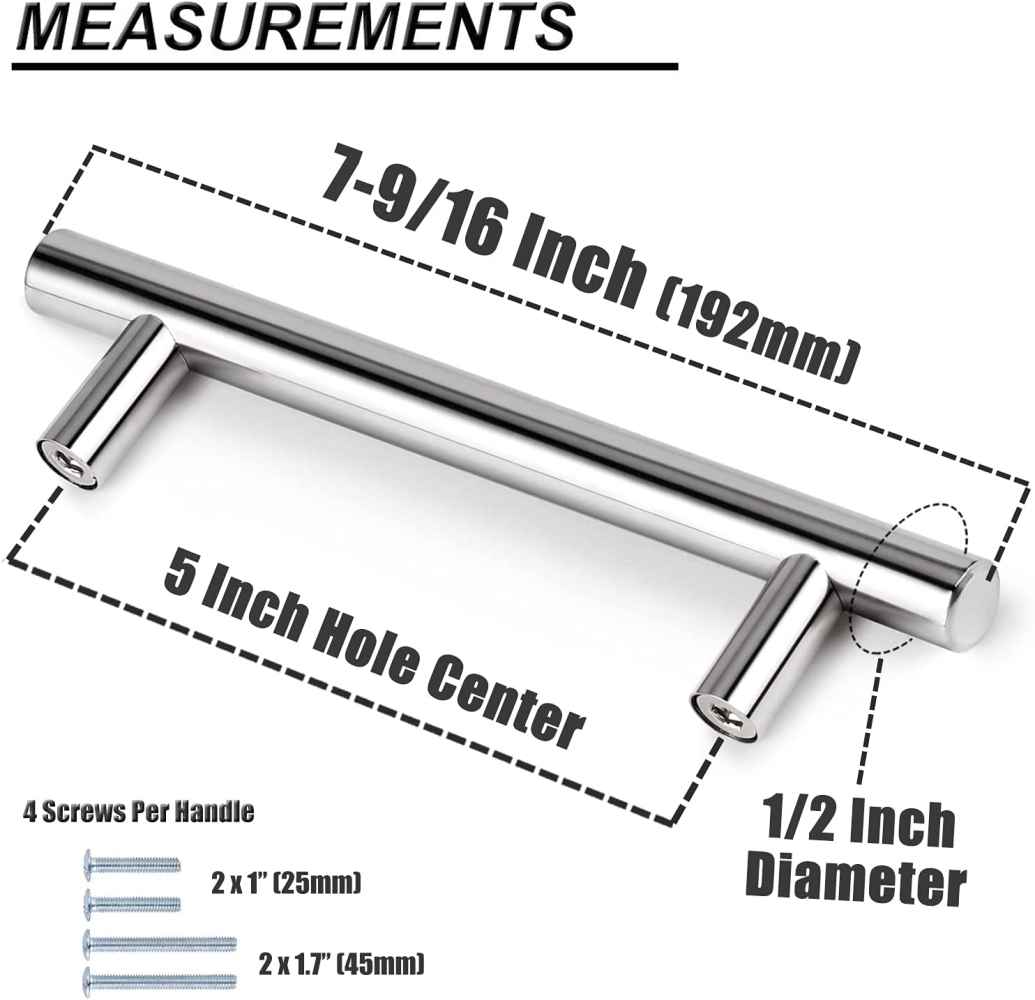 7.56-in. x 1.25-in. Stainless Steel Cabinet Cabinet Handle In Chrome