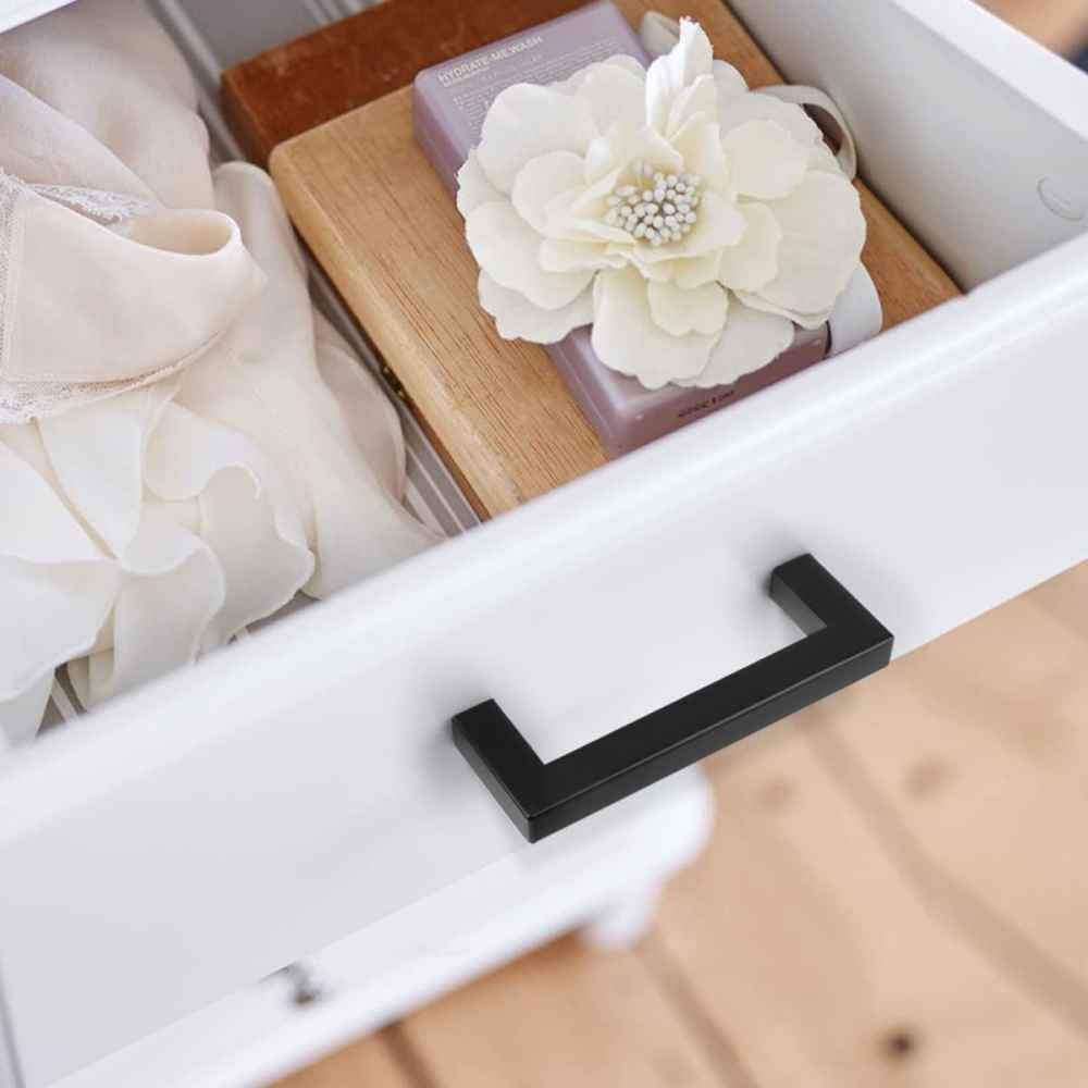 4-in. x 1.25-in. Stainless Steel Cabinet Cabinet Handle In Black