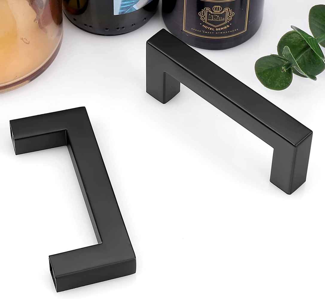4-in. x 1.25-in. Stainless Steel Cabinet Cabinet Handle In Black