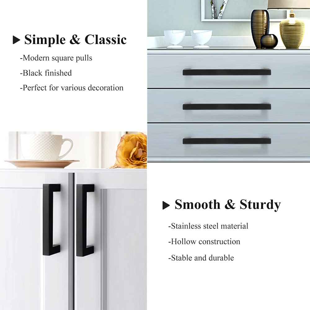 4-in. x 1.25-in. Stainless Steel Cabinet Cabinet Handle In Black