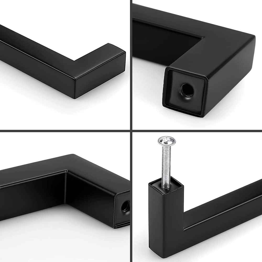 4-in. x 1.25-in. Stainless Steel Cabinet Cabinet Handle In Black
